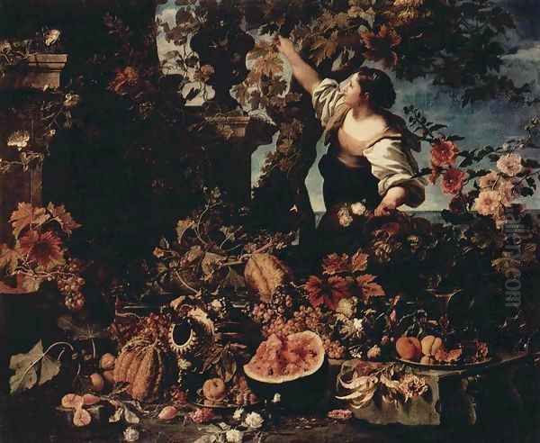 Flowers and Fruit Oil Painting by Christian Berentz