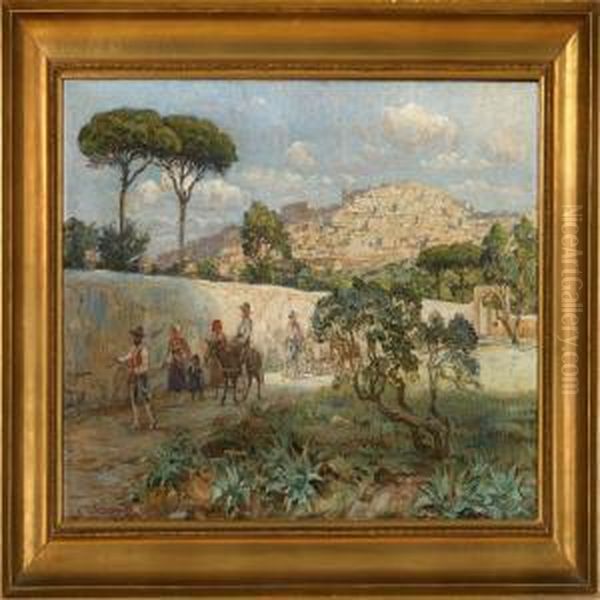 The Wall Surrounding The Monastery Of St Oil Painting by Carl Budtz-Moller