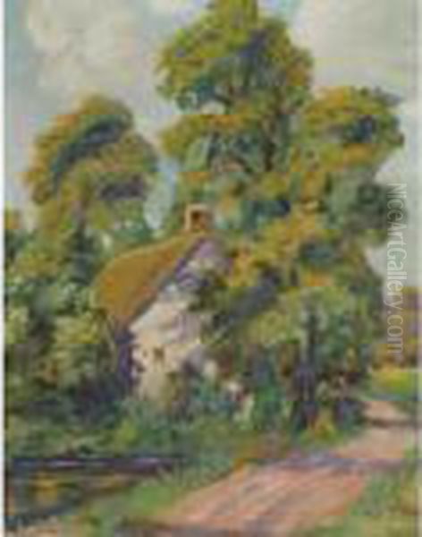 Cottage By The Road Oil Painting by Karl Albert Buehr