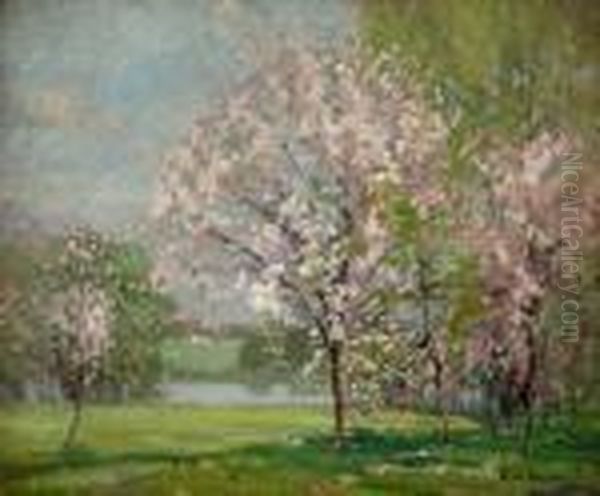 Blossoming Apple Trees Oil Painting by Karl Albert Buehr