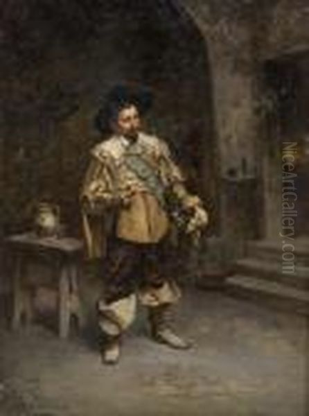 Caballero En La Taberna Oil Painting by Maximo Juderias Caballero