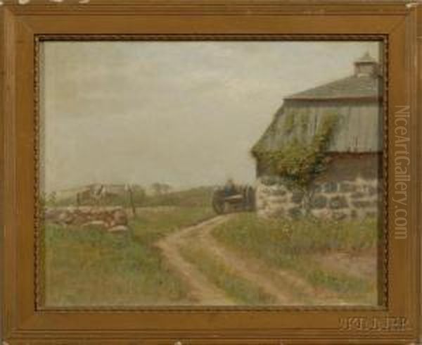 Cape Cod Country Road With Barn Oil Painting by Charles Drew Cahoon