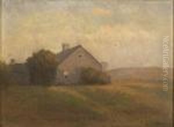 Man Sitting Below Awindow At The Gable End Of A Cape Cod House. Oil Painting by Charles Drew Cahoon