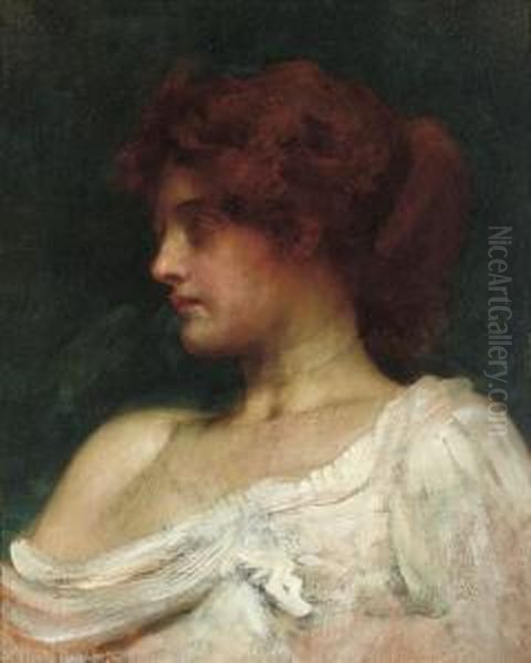 Study Of A Redheaded Woman Oil Painting by Philip Hermogenes Calderon