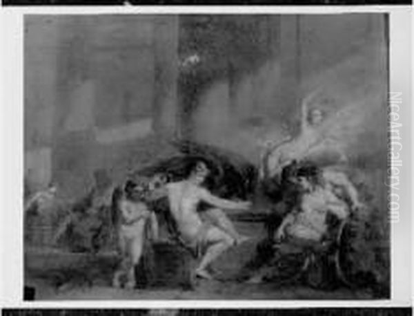 Ganimede Verse A Boire A Zeus Panneau, Une Planche, Non Parquete. 28 X 36 Cm Oil Painting by Antoine-Francois Callet