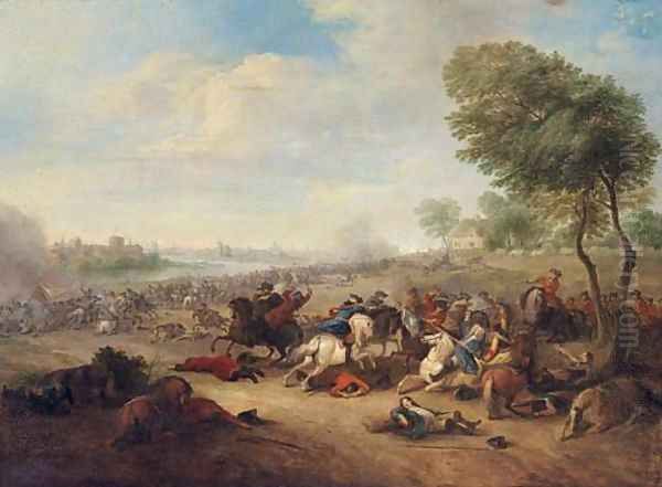 A cavalry skirmish Oil Painting by Karel Bredael