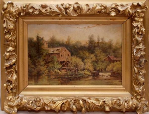 Fishing By The Mill Oil Painting by Thomas, of Pall Mall Butler