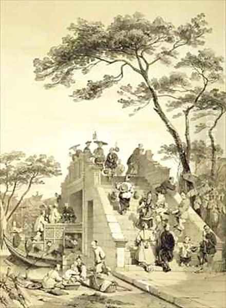 Bridge near Canton Oil Painting by Auguste Borget