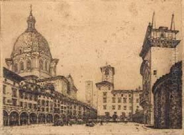 Mantova, Piazza Delle Erbe Oil Painting by Antonio Carbonati