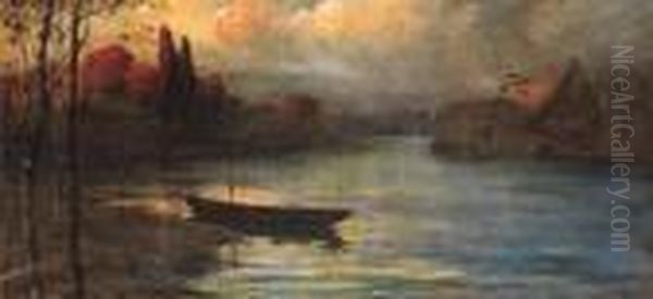 Paesaggio Fluviale Oil Painting by Vittore Antonio Cargnel