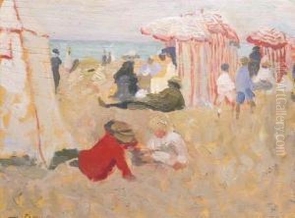 A Grey Day On The Beach Oil Painting by Ethel Carrick-Fox