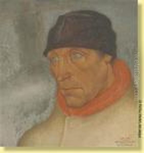 Homme Sur Fond De Paysage Avec Moulin Oil Painting by Anto Carte