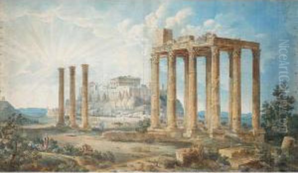 The Acropolis Oil Painting by Louis Francois Cassas