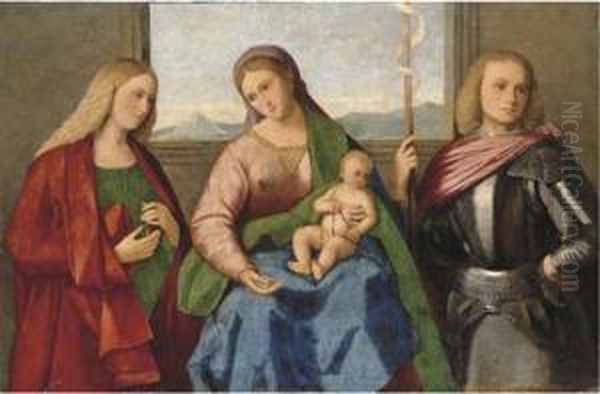 The Madonna And Child With Saint Mary Magdalen And Saint George Oil Painting by Vincenzo di Biagio Catena