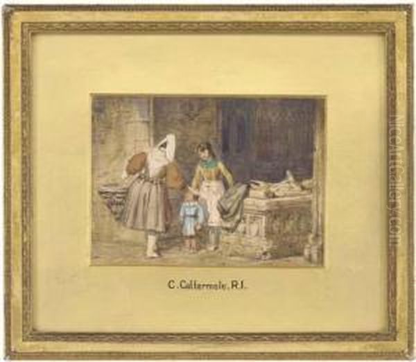Children In A Church Oil Painting by Charles Cattermole