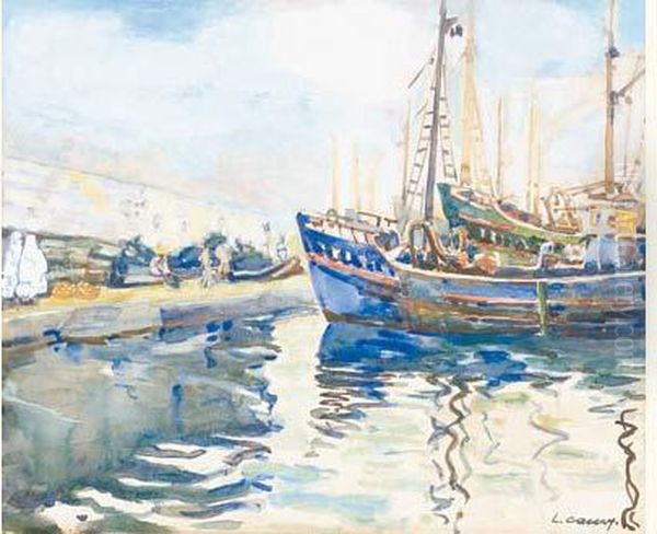 Dans Le Port D'alger . Oil Painting by Leon Cauvy