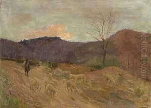Berger Au Troupeau Oil Painting by Louis Charlot