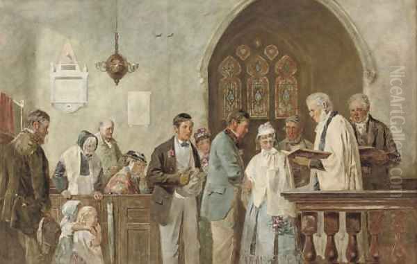The village wedding Oil Painting by Joseph H. Barnes