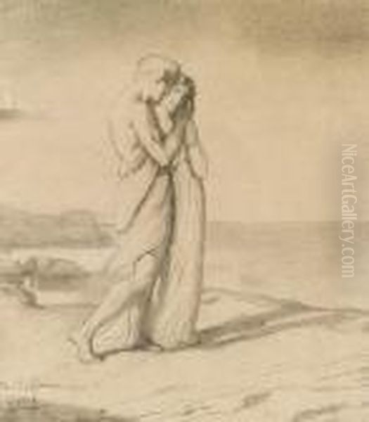 Hero And Leander Oil Painting by Theodore Chasseriau