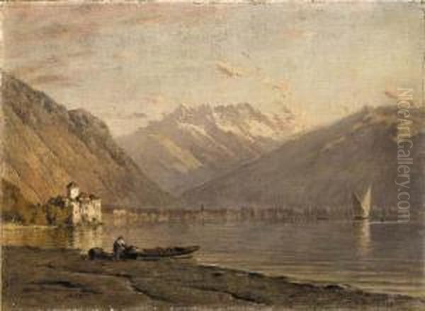 Genfersee Mit Schloss Chillon Und Dents Du Midi Oil Painting by Alfred Chavannes