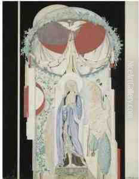 Design For A Religious Panel Oil Painting by Sergei Vasil'evich Chekhonin