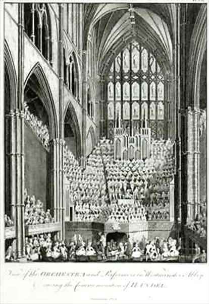 View of the Orchestra and Performers in Westminster Abbey, during the Commemoration of Handel Oil Painting by Edward Francis Burney