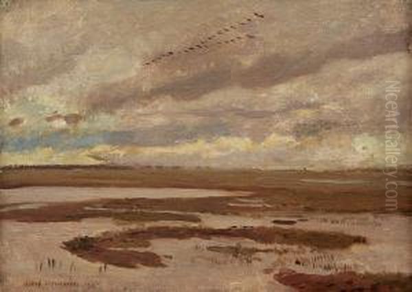 Naklejone Na Tekture, 29,5 X 40 Cm; Sygn. L.d.: Jozef Chelmonski 1905 Oil Painting by Jozef Chelmonski