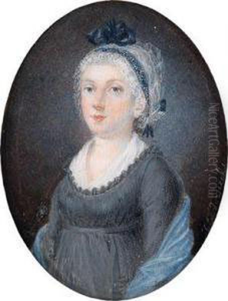Dame Mit Spitzenhaubchen In Grauem Kleid Oil Painting by Daniel Nikolaus Chodowiecki