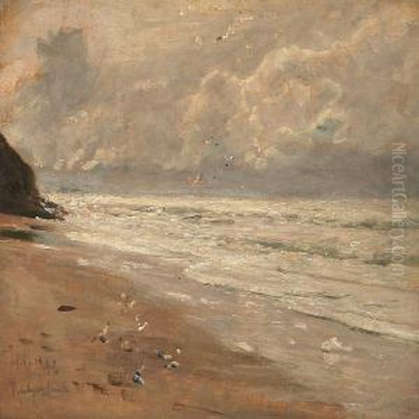 Coastal Scene From Rubjerg Knude, Denmark Oil Painting by Godfred B.W. Christensen