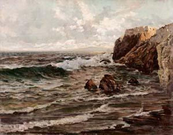 Marina Oil Painting by Giuseppe Giardiello