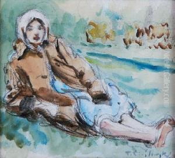 Pasterka Oil Painting by Tadeusz Cieslewski