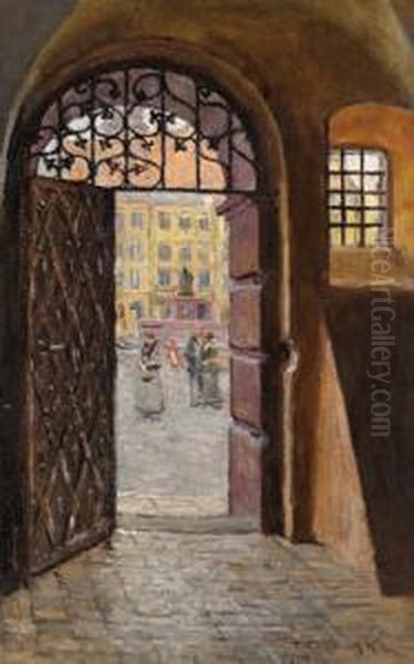 Blick Durch Ein Tor Oil Painting by Tadeusz Cieslewski