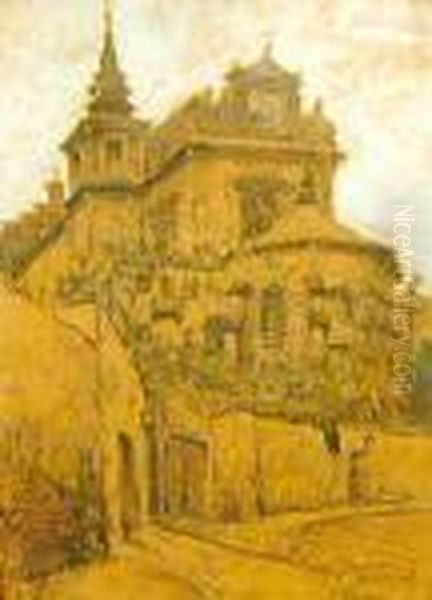 Widok Na Kosciol Oil Painting by Tadeusz Ii Cieslewski