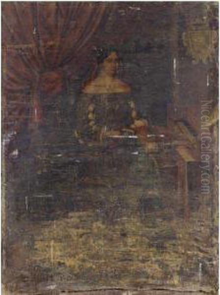 Ritratto Di Dama Alla Spinetta Oil Painting by Pier Francesco Cittadini Il Milanese
