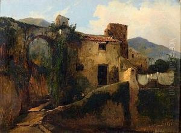 Vue De Castellammare Oil Painting by Jules Louis Phillipe Coignet