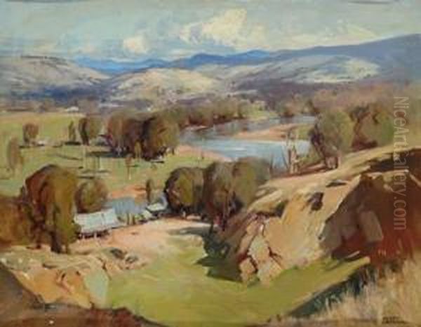 A Sweep Of The Murray Oil Painting by Alfred Coleman