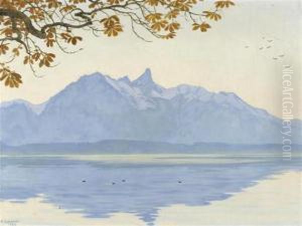 Lake Landscape Oil Painting by Plinio Colombi