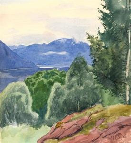 Landscape With Mountains Oil Painting by Plinio Colombi