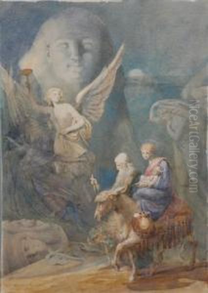 The Flight To Egypt. Oil Painting by Alfred Charles Conrade