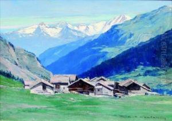 Environs De Tignes (les Boisses) Oil Painting by Charles Henry Contencin