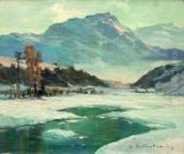 Hiver En Maurienne Oil Painting by Charles Henry Contencin