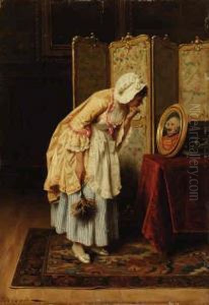 An Amusing Portrait Oil Painting by Tito Conti