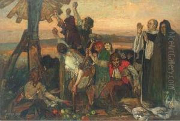 The Crucifixion Oil Painting by Albert E. Cox