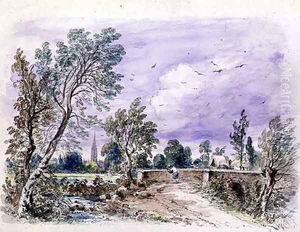 Milford Bridge Oil Painting by John Constable