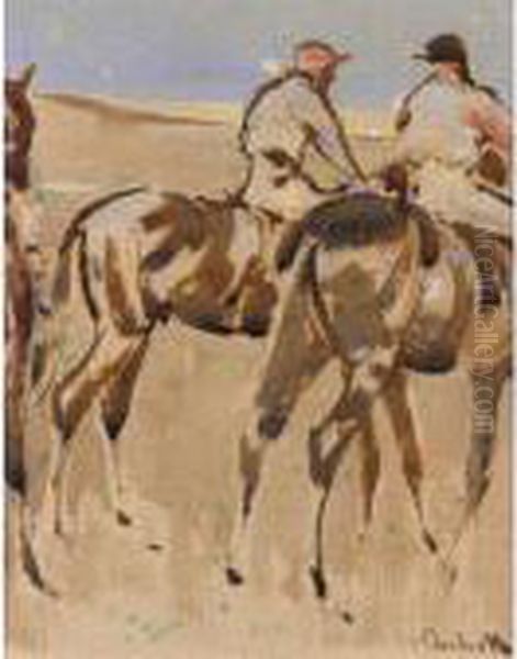 American Jockeys Oil Painting by Joseph Crawhall