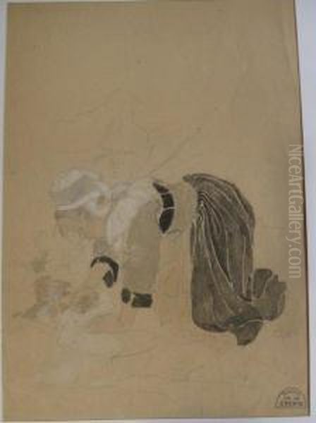 Au Lavoir Oil Painting by Suzanne Crepin