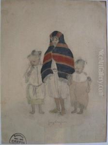 Jeune Fille Et Deux Enfants