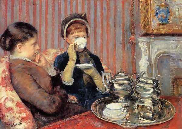 Tea Oil Painting by Mary Cassatt