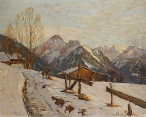 Winterliche Gebirgslandschaft Oil Painting by Robert Franz Curry