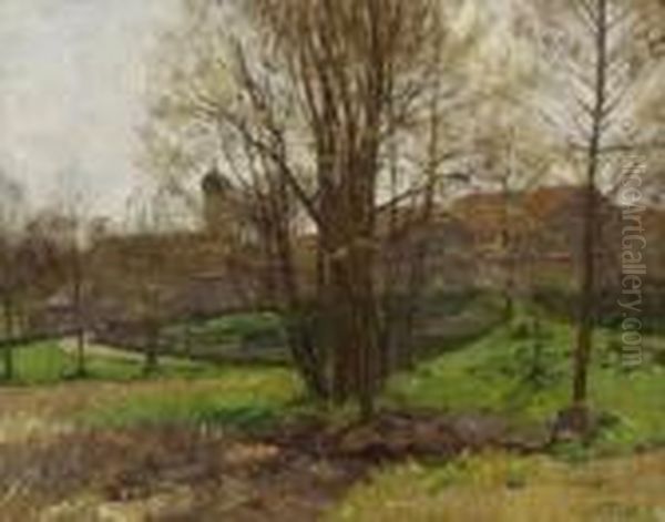 Oberbayerisches Dorf Im
 Fruhling. Oil Painting by Robert Franz Curry